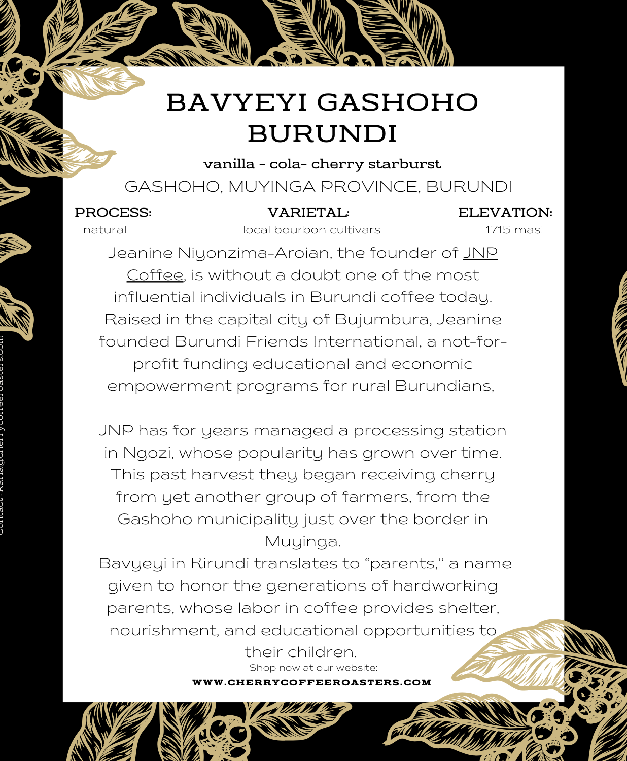 Bavyeyi Gashoho, Burundi Natural
